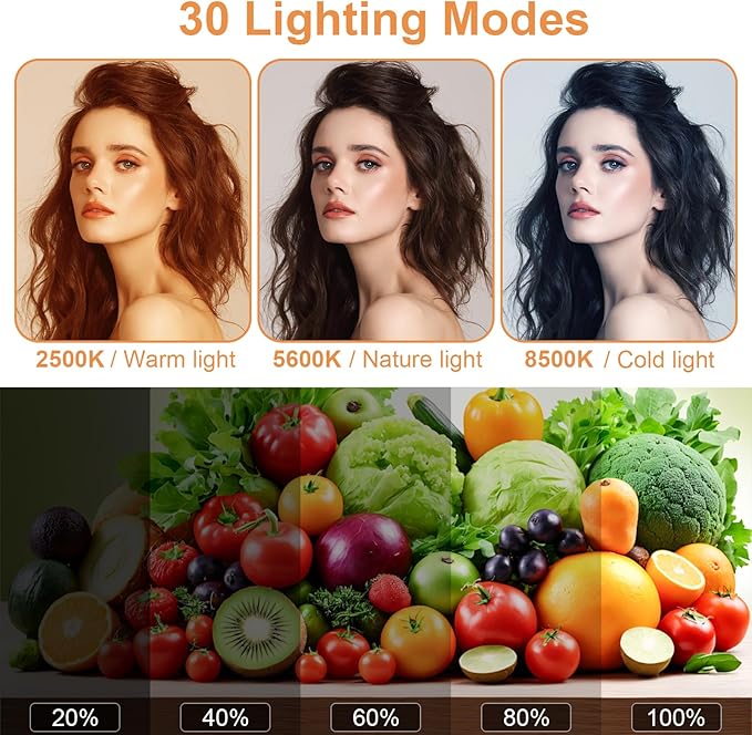 1-Pack LED Video Lighting Kit, Anautin 15W/1700Lux Photography Lighting with Tripod Stand, 2500-8500K Dimmable Streaming Light for Video Recording, Gaming, Podcast, Barber, Salon, TikTok, YouTube