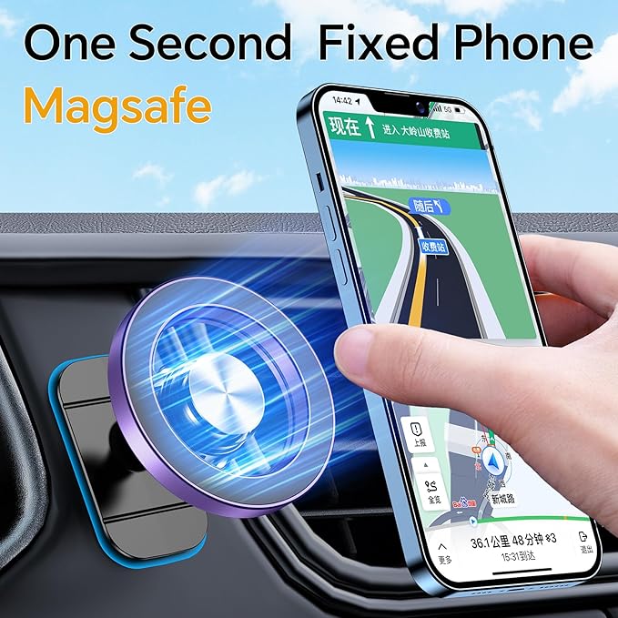 Kaistyle for Magsafe Car Mount【20 Strong Magnets】Magnetic Phone Holder for Car Phone Holder Mount Dash Mounted Holders Cell Phone Holders for Your Car Accessories for Women Men for iPhone 17 16 15 14