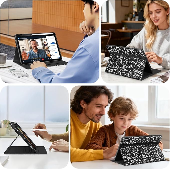 Fintie Case for Samsung Galaxy Tab S11 5G 11 Inch 2025 Model (SM-X730/X736B) with S Pen Holder, Multi-Angle Viewing Soft TPU Back Cover with Pocket, Auto Wake/Sleep, Composition Book