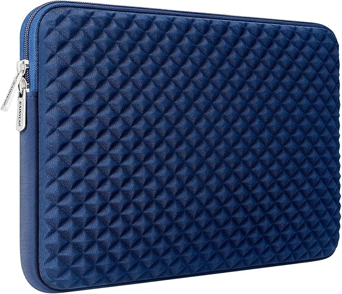 RAINYEAR 16 Inch Laptop Sleeve Diamond Foam Shock Resistant Padded Case Fluffy Lining Zipper Cover Carrying Bag Specially Compatible with 16" MacBook M1 M2 M3 M4 M5 A3428 A3429 (Navy Blue)