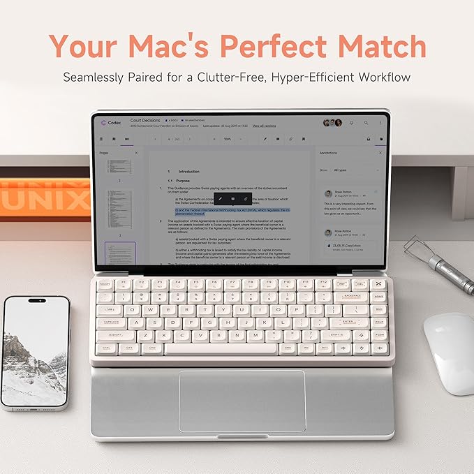 IQUNIX Magi75 Low Profile Wireless Mechanical Keyboard 75% Layout, Hot-Swappable Creamy Linear, RGB Backlit, Full Aluminum, VIA Customizable for Mac/Windows/Linux(White)