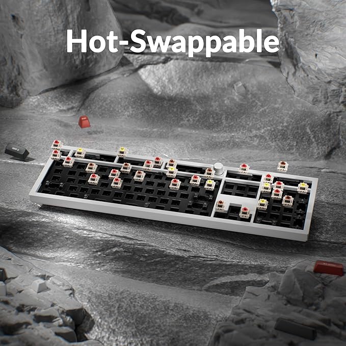 Keychron Q6 Ultra 8K Polling Rate Aluminum Wireless Mechanical Keyboard, 2.4 GHz/Bluetooth/Wired Full-Size Custom RGB, Hot-Swappable Silk POM Brown Switch for Mac Windows Linux - White