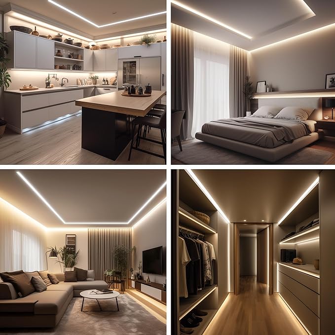 AXMOTUT COB LED Strip Lights with Remote, 24V 9.84ft Natural White Dimmable LED Light Strips, High Bright 4000K LED Lights with Power Supply for Room, Kitchen, DIY Home Decoration