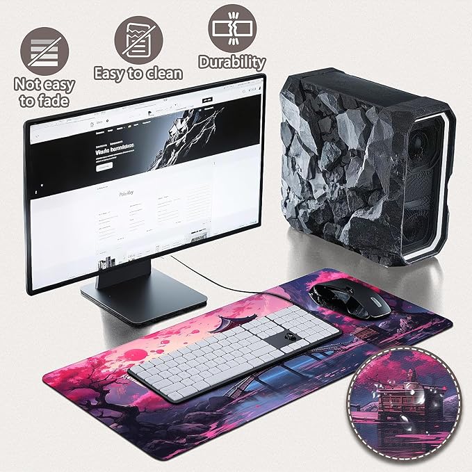 Gaming Mouse Pad - (31.5"×11.8") Japanese Anime Large Mouse Pads for Desk - Desk Mat for Keyboard and Mouse with Non-Slip Base, Desks Pad Matfor Game/Office & Home