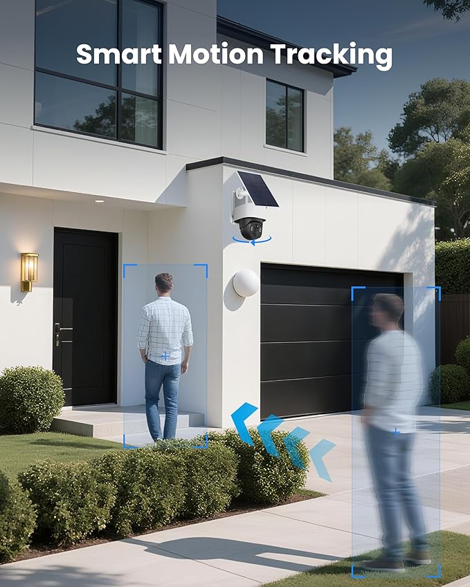 4G LTE Cellular Solar Security Camera Wireless Outdoor, No WiFi Solar Powered Cameras, 4MP PTZ 360° View, Motion Tracking, Color Night Vision, AI Detection, Built-in eSIM (No SIM Card Needed)