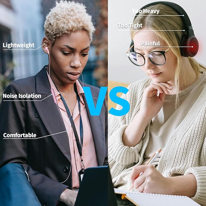 USB Headphones with Microphone for Laptop,7.5ft Magnetic Wired Earbuds Noise Canceling in-Ear Earphones with Mute Mic Volume Control Stereo Bass for PC Desktop Dell HP Acer Laptop,School,Women/Girl