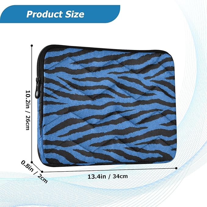 Laptop Case Sleeve, Blue Tiger Black Stripe Animal Print Shockproof Protective Computer Carrying Cover, Briefcase Handbags 15-16 inch Laptop Sleeve Bag