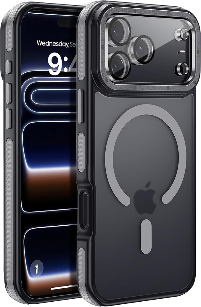 Strong Magnetic for iPhone 17 Pro case with Camera Lens Protector [10Ft Military-Grade Protection] Compatible with fit MagSafe Shockproof Slim Thin Cover case for iPhone 17 Pro 6.3 inch, Gray