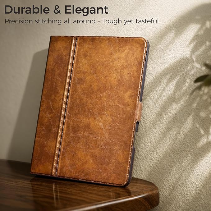 Slim Case for iPad Pro 13 Inch M5/M4 (2025/2024) A3360/A3361/A2925/A2926 with Pencil Holder,Lightweight Cover,Magnetic Closure,Multi Angle Stand,Typing Angle,Auto Sleep/Wake,Brown