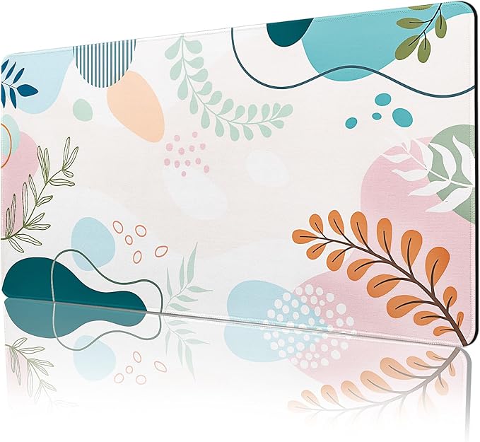 Lokigo Colorful Abstract Boho Large Mouse Pad, Waterproof Green Pink Desk Mat, Non Slip Computer Gaming Mouse Pad, XXL Full Desk Mousepad Writing Pad for School Office Home 31.5" x 15.7"