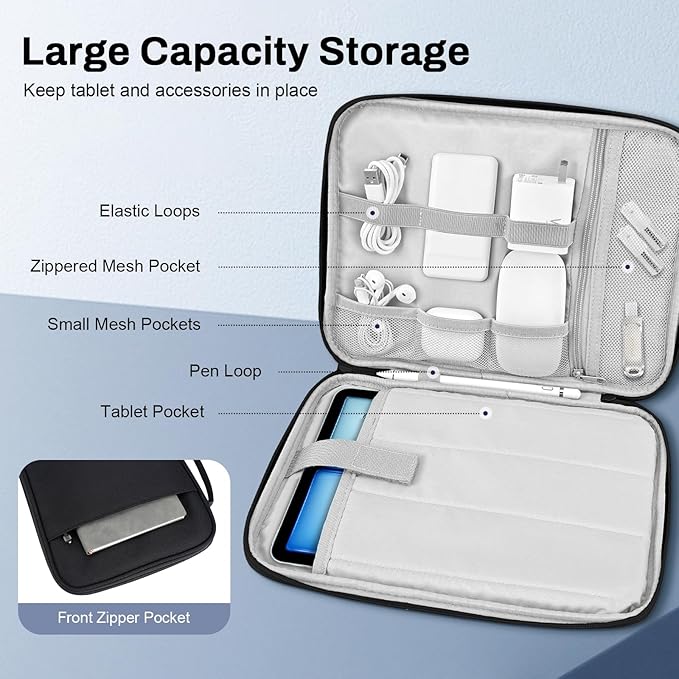 Dadanism 9-11 Inch Tablet Sleeve Padded Carrying Case with Handle, Protective Travel Bag for iPad A16 11" 2025, iPad Air M4/Pro M5 11", iPad 10th Gen 10.9", iPad 10.2", Galaxy Tab A11+ 11", Black