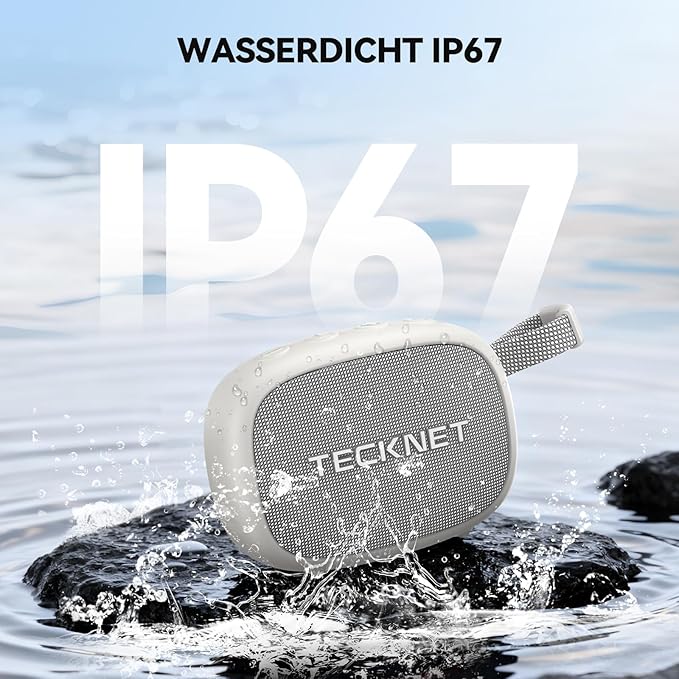 TECKNET Portable Bluetooth Speaker with Deep Bass, IP67 Waterproof Shower Speaker, 30H Playtime, Magnetic Design, TWS Pairing Wireless Speaker for Home & Outdoor,White,New