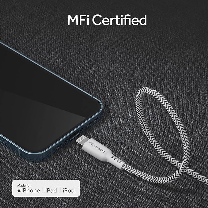 Nekmit USB C Charger, 52W 4-Port Thin Flat Fast Wall Charger with 6.6FT USB-C to Lightning Cable, Two 20W Power Delivery and 2 USB Port for iPhone 13/13 Pro/13 Pro Max, iPad Pro, AirPods Pro