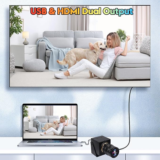 SVPRO 4K 60fps Streaming Camera with 4X Optical Zoom & Manual Focus, HDMI/USB 3.0 Webcam for PC/Mac - Live Broadcast/OBS/Monitoring, 2.8-12mm CS Mount Lens
