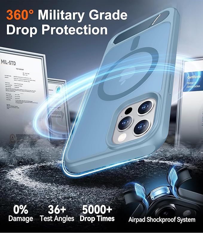 Magnetic Compatible with iPhone 12 Pro Max Case, [Built-in Invisible Kickstand][Compatible with MagSafe][Military Grade Shockproof] Slim Translucent Matte Phone Case for iPhone 12 Pro Max 6.7"