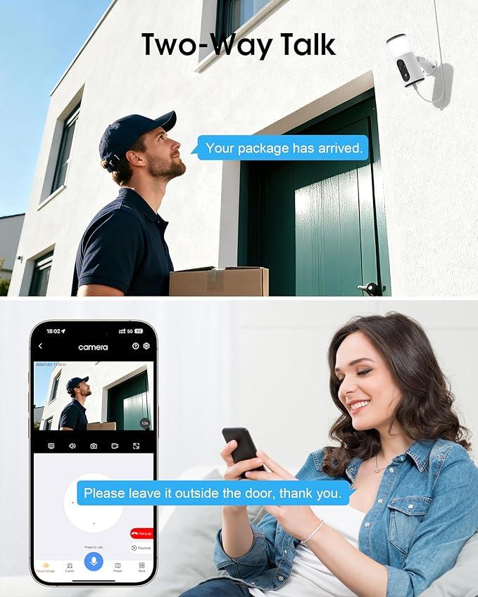 ARCCTV Floodlight Camera with Solar Panel, 4MP Battery Powered Security Cameras for Home Security, 2 Way Audio, PIR Motion Sensor, 2.4G/5G Dual Band WiFi, SD/Cloud Storage(2 Pack)