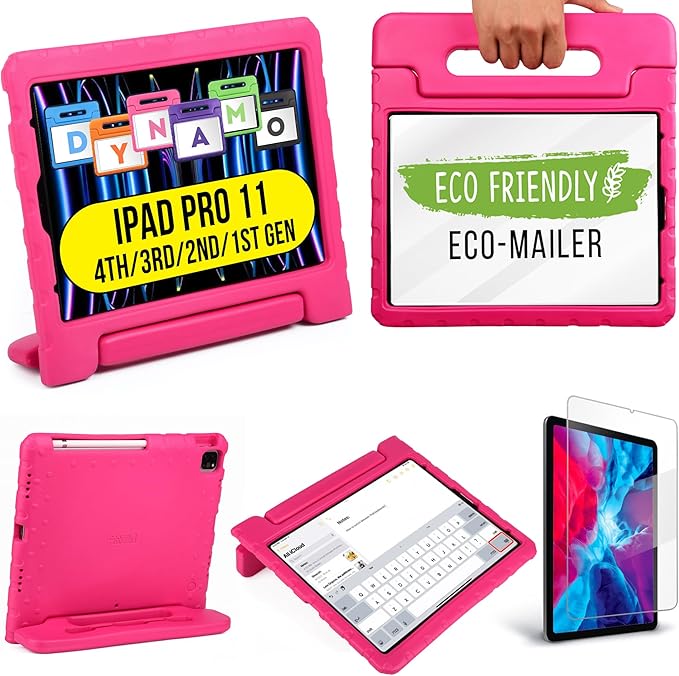 Official Cooper Dynamo for iPad Pro 11 inch Case for Kids 4th/3rd/2nd/1st Generation 2022/2021/2020/2018 | Rugged Foam, Magic Handle, Stand, with Pencil Holder, Eco-Mailer