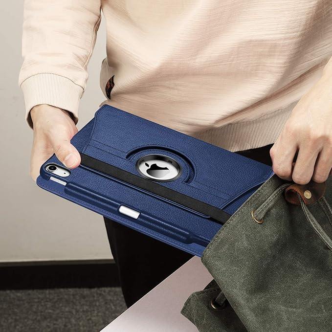 Fintie Rotating Case for iPad Air 11-inch M4/M3/M2 (2026/2025/2024), iPad Air 5th (2022) / 4th Generation 10.9 Inch - 360 Degree Rotating Protective Stand Cover with Pencil Holder, Navy