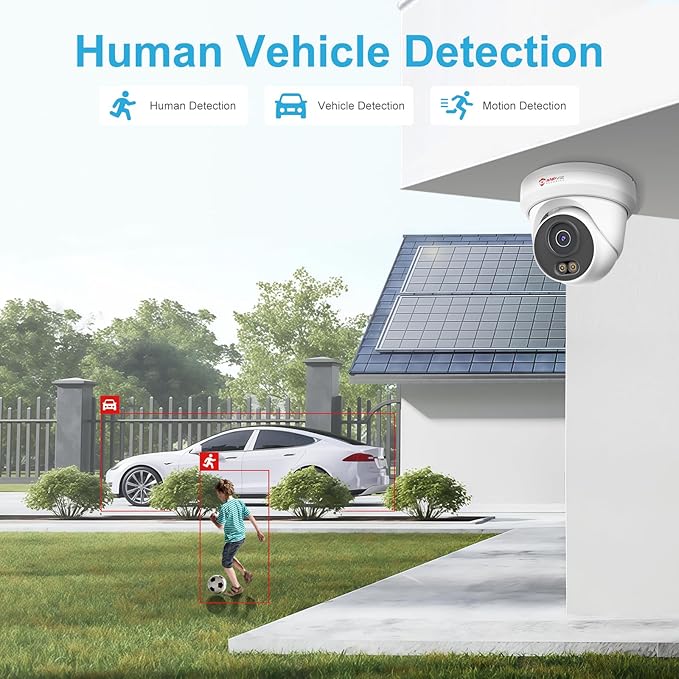 Anpviz 6MP PoE IP Camera, 3K Full Metal Turret Security IP Camera Outdoor Indoor, Smart Dual Light Color Night Vision, AI Human Vehicle Detection, Built-in Mic, NDAA, IPC-D3B63W-S (U Series)