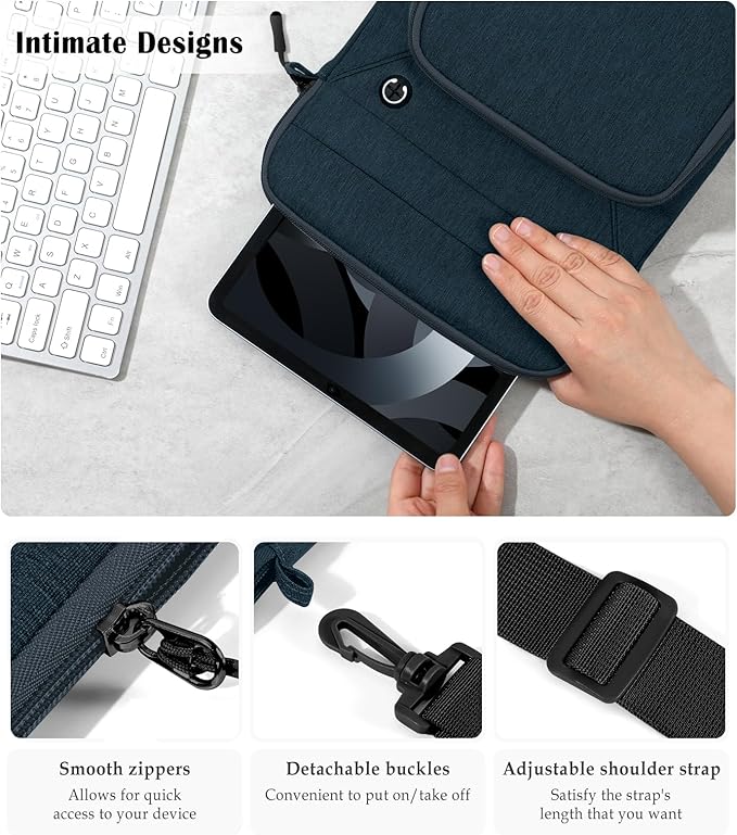Dadanism 9-11" Tablet Sleeve Bag with Shoulder Strap for iPad (A16) 11", iPad Air M4 Pro M5 11", iPad 10th Gen 10.9", iPad 9/8/7th Gen 10.2", Galaxy Tab A11+ Plus 11", reMarkable 2 10.3", Indigo