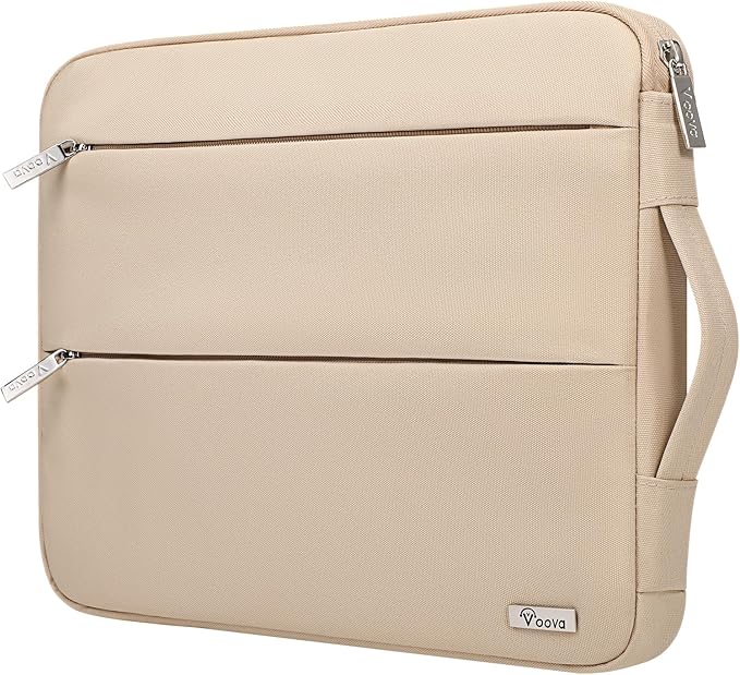 Voova 15.6 16 Inch Laptop Sleeve Case Compatible with MacBook Pro 16 M1/M2/M3/M4 Max 2019-2025, 15.6-16” Hp Lenovo Acer Asus, Waterproof Slim Computer Bag Cover with Handle, Apricot