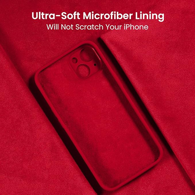FireNova Designed for iPhone 15 Case, Silicone Upgraded [Camera Protection] Phone Case with [2 Screen Protectors], Soft Anti-Scratch Microfiber Lining Inside, 6.1 inch, Deep Red