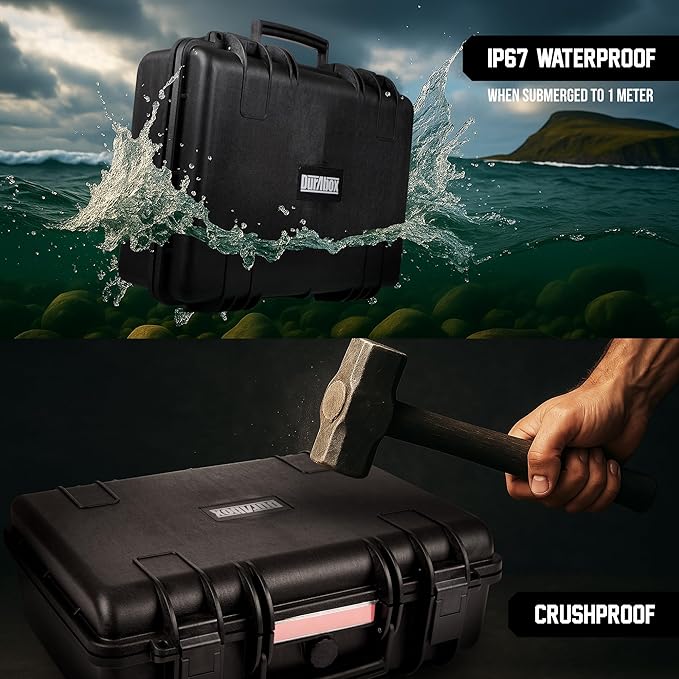 Durabox All Weather Hard Case 18 x 14 x 6” - TSA Approved Hard Shell Travel Case with Customizable Foam for Cameras, Lenses, Laptops, Electronics, Guns, Pistols and Other Gear