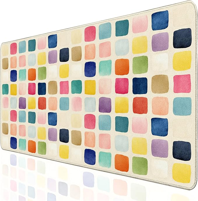 Desk Cover Mat, XXL Large Mouse Pad, Computer Laptop Cute Mat Desk Decor for Office Game Home 31.5 X 15.7 Inch (Colorful Checkered)