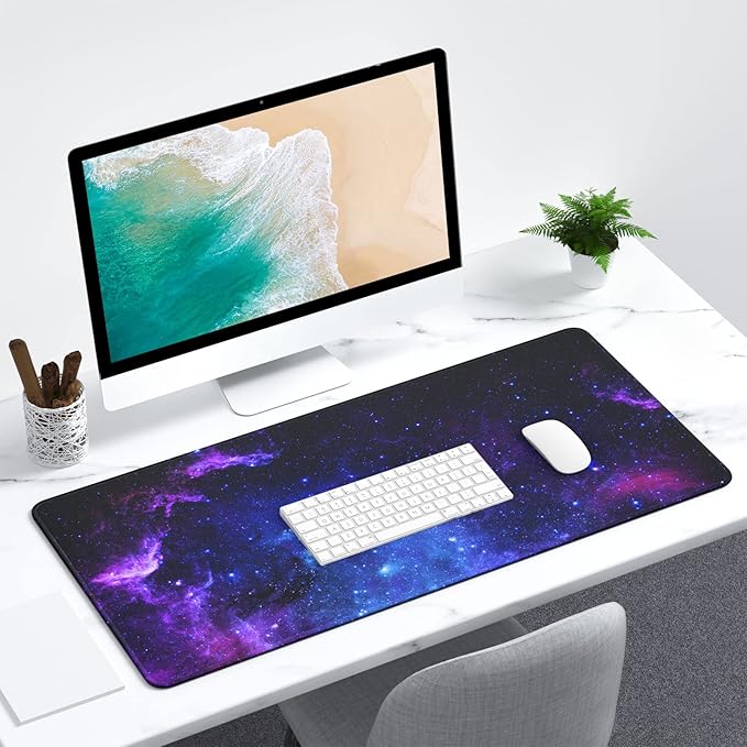 Extended Large Mouse Pad, XXL Gaming Desk Pad 31.5 x 15.7 Inch, Big Computer Keyboard Mousepad, Waterproof Mouse Mat with Stitched Edges and Non-Slip Base for Office Gaming, Galaxy