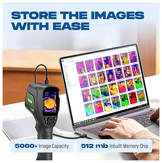 Kalliber Thermal Imaging Camera - 320 x 240 Screen Resolution, Inbuilt Storage 5000+ Images, 15 Hour Battery Handheld - 25Hz Infrared Camera, High/Low Temp Alarm, HVAC, Inspection & Electrical Faults