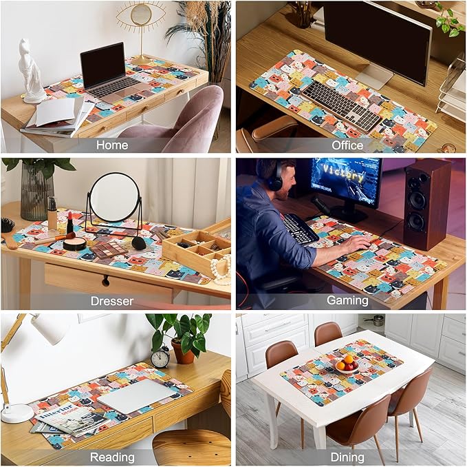 Large Mouse Pad Gaming, Desk Mat for Desktop, Cute Funny Cat Non-Slip Big Mousepad Desk Pad, 31.5" x 15.7"