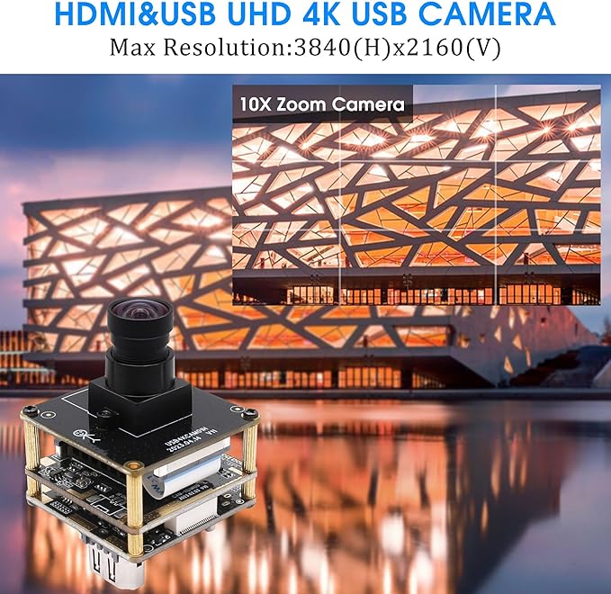 HDMI USB Camera Module 4K Webcam IMX415 Sensor H.265 H.264 Webcamera 2160P 30FPS Video Surveillance Streaming Video Conference PC Camera Industrial Digital Zoom Webcam