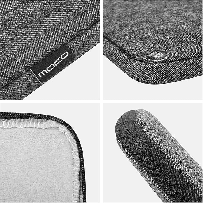 MoKo 9-11 Inch Tablet Sleeve Bag Carrying Case Fits iPad air 5 10.9" 2022, iPad Pro 11 M2 2022-2018, iPad 10th 10.9,iPad 9/8/7th Gen 10.2,iPad Air 4 10.9/Air 3 10.5,Tab S8/S9 11", Black & Gray
