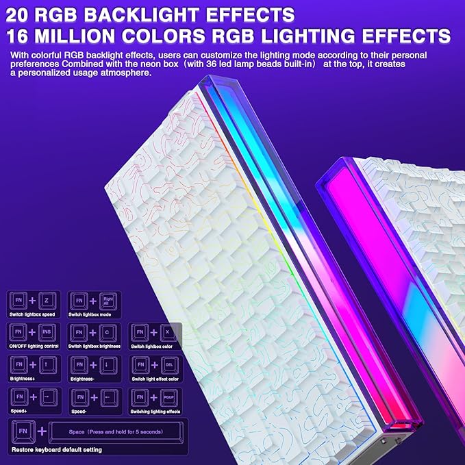 Aula Hero 84 HE - 75% Mechanical Gaming Keyboard, Hall Effect Magnetic Switches Keyboard, 8000Hz Polling Rate, RGB Neon Light Box, Hot-Swappable Side-Printed PBT Keycaps, Gamer Keyboards for PC/Mac