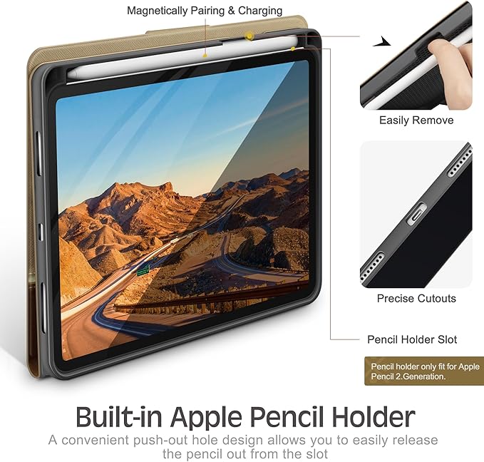 KingBlanc for iPad mini 7 (A17 Pro) Case, iPad mini 7th/6th Generation Case (2024/2021 8.3-inch) with Pencil Holder, PU Leather Stand Cover, Auto Sleep/Wake, Multi-Angle for Viewing/Typing, Beige
