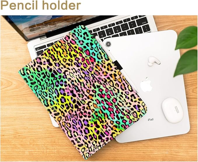 Vimorco Case for iPad (A16) 11th Generation 2025, for iPad 11th/10th Generation Case, Pencil Holder & Hand Strap & Pocket, Multiple Stand Protector PU Leather Shell Cover, Auto Wake/Sleep, Leopard