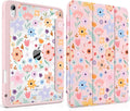 Case for iPad Air 13 inch 2026 M4 2025 M3 2024 M2 Release Slim Lightweight Cute Patterns Trifold Cover with Clear Back Shell Magnetic Wake Sleep Design for Girls Women,Pink Flowers