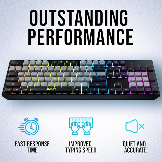 KLIM Chroma Wireless Keyboard – RGB Backlit Gaming, Rechargeable Battery, PC Keyboard, Durable & Water-Resistant, Compatible with PS4, PS5 & Mac - Black