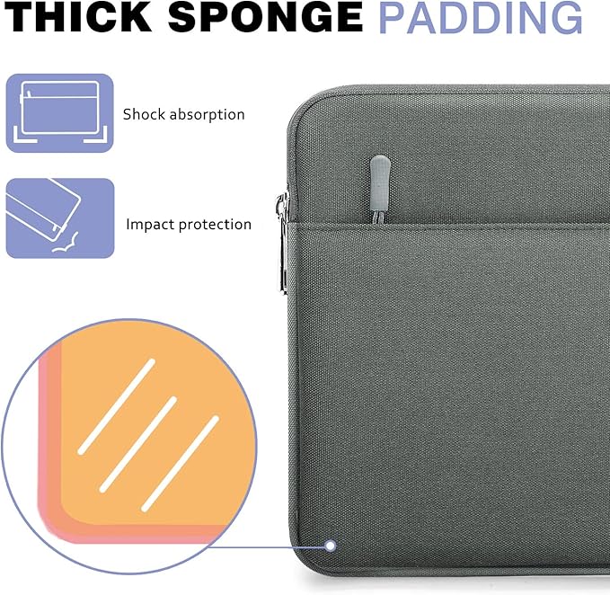 MoKo 11 Inch Tablet Sleeve Bag Carrying Case Fits iPad air 5 10.9" 2022, iPad Pro 11 M2 2022-2018, iPad 10th 10.9, iPad 9/8/7th Gen 10.2, iPad Air 4 10.9/Air 3 10.5, Tab S8 11"/Tab A 10.1, Dark Gray