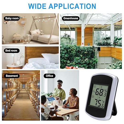 Urageuxy Digital Hygrometer Thermometer, Temperature Humidity Monitor with Fahrenheit Only, Indoor Temperature Gauge and Humidity for Home, Office, Bedroom, Baby Room, Kitchen, Greenhouse