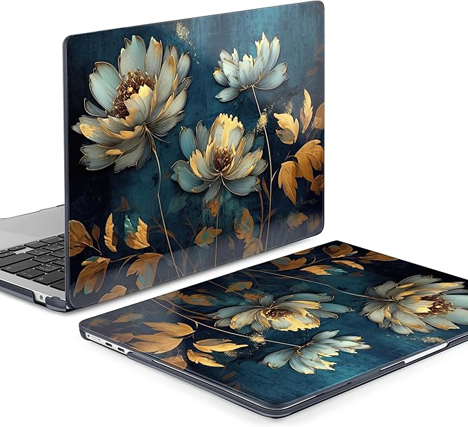 Batianda Premium Case for New MacBook Air 15 inch with M5 M4 M3 M2 Chip 2026 2025 2024 2023 Release, Designed Ultra-Slim Hardshell & Keyboard Cover & Screen Protector 4-in-1 Bundle, Blooming Flowers