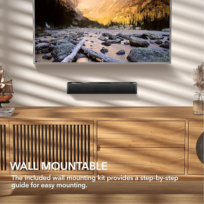 LARKSOUND Small Sound Bar for TV, PC, Gaming, Surround Sound System, Mini TV Speaker Soundbar with Bluetooth/HDMI ARC/Optical/AUX/USB Connections