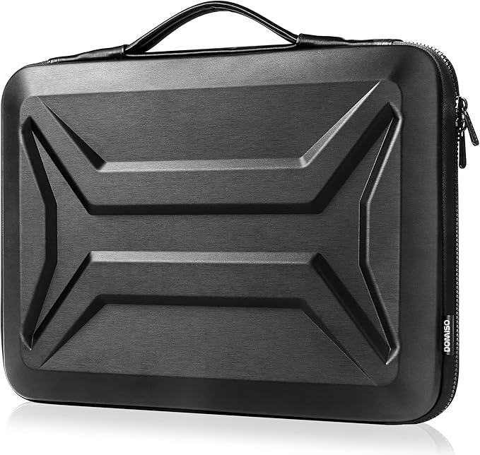DOMISO 13 Inch Laptop Hard Case, Waterproof Shockproof Hard Shell Laptop Sleeve Protective Case with Retractable Handle for MacBook Air Pro Neo/Dell XPS//Microsoft Surface/Lenovo Yoga/HP Envy,Black