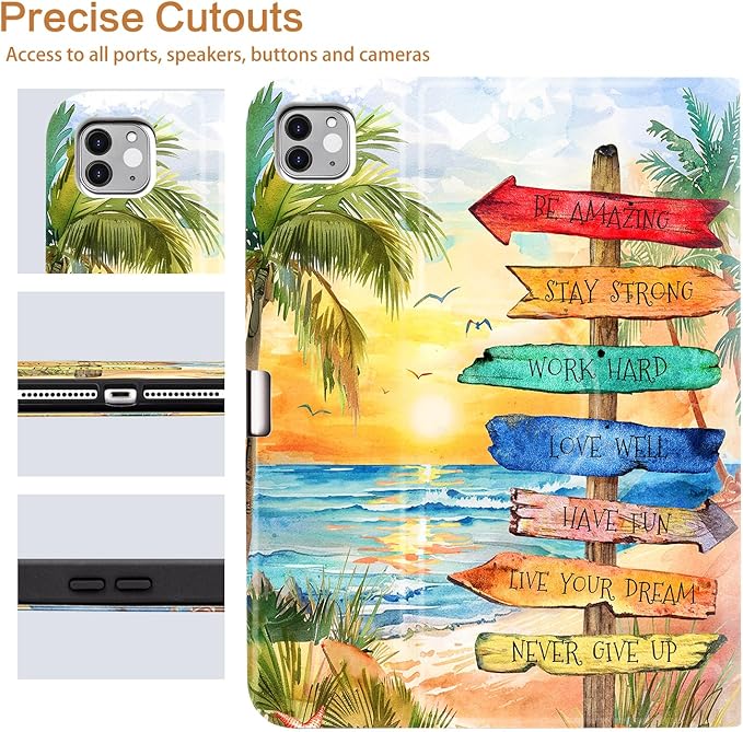 Vimorco for iPad Air 11 Inch Case M4 2026,for iPad Air 5th/4th Gen Cases 10.9-inch,for iPad Pro 11 Inch Case 4th/3rd/2nd/1st Generation 360 Degree Rotating Pencil Holder 4 Viewing Angles, Beach Path
