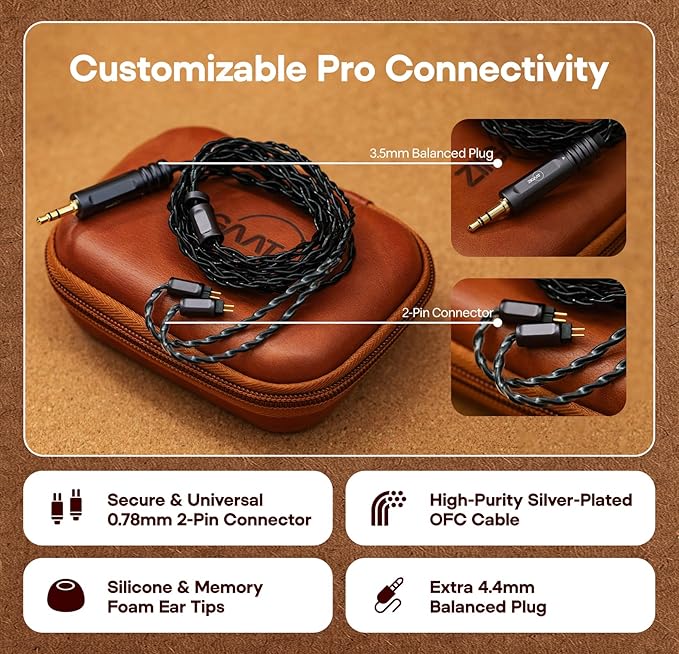 Linsoul ZiiGaat x Fresh Reviews Arete II IEM,2nd Gen 1DD+4BA Hybrid in Ear Monitor,Wired HiFi Earbuds,Full CNC Aluminum Shell Earphone with Detachable Silver-Plated OFC Cable for Musician (Red)