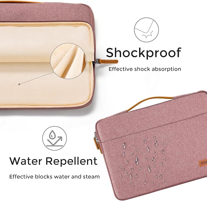 DOMISO 16-17 inch Laptop Sleeve Protective Case Cover Compatible with 16 inch 17 inch HP Dell ASUS Lenovo Chromebook,Waterproof Computer Cases Bag with Handle,Pink