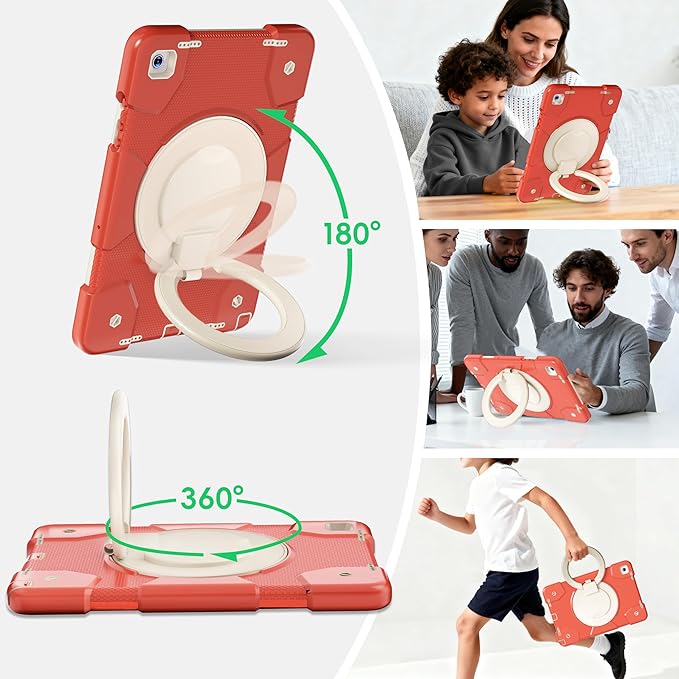 Andnary Case for Samsung Galaxy Tab A11+ Plus/A9+ 11 Inch 2025/2023, Tablet Case for Samsung Galaxy A9 Plus/A11+ with Screen Protector/360° Rotating Stand/Pen Holder/Shoulder Strap (Orange)