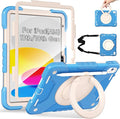 Andnary Case for iPad (A16) 11th Generation 11 inch 2025/10th Generation 10.9 inch 2022, Shockproof Cover with Screen Protector/360° Rotate Handle/Bracket/Pen Holder/Shoulder Strap (Blue+White)