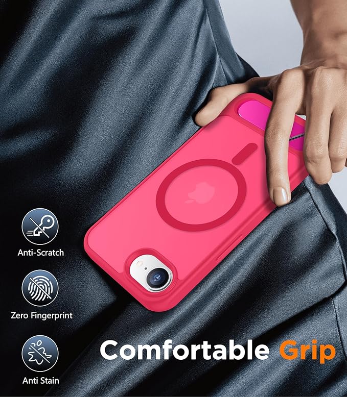Magnetic Compatible with iPhone 16E Case, [Built-in Invisible Kickstand][Compatible with MagSafe][Military Grade Shockproof] Slim Translucent Matte Case for iPhone 16E 6.1" 2025