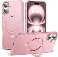 SKYLMW Compatible with iPhone 16 Plus Case with Invisible Magnetic O-Ring Stand Military-Grade Case for iPhone 16 Plus 6.7" [Compatible with Mag-Safe][Great Grip Feeling], Rose Gold
